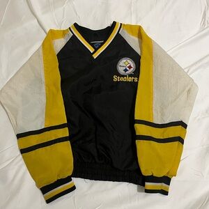 Vintage NFL Pittsburgh Steelers Black and Yellow Windbreaker Boys Size L 14/16